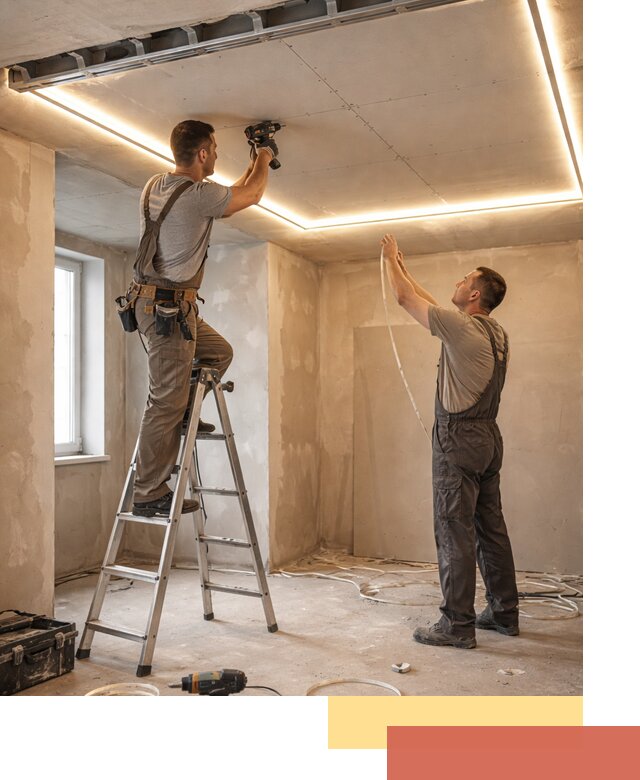 Потолок из гипсокартона с подсветкой в Дальнереченске