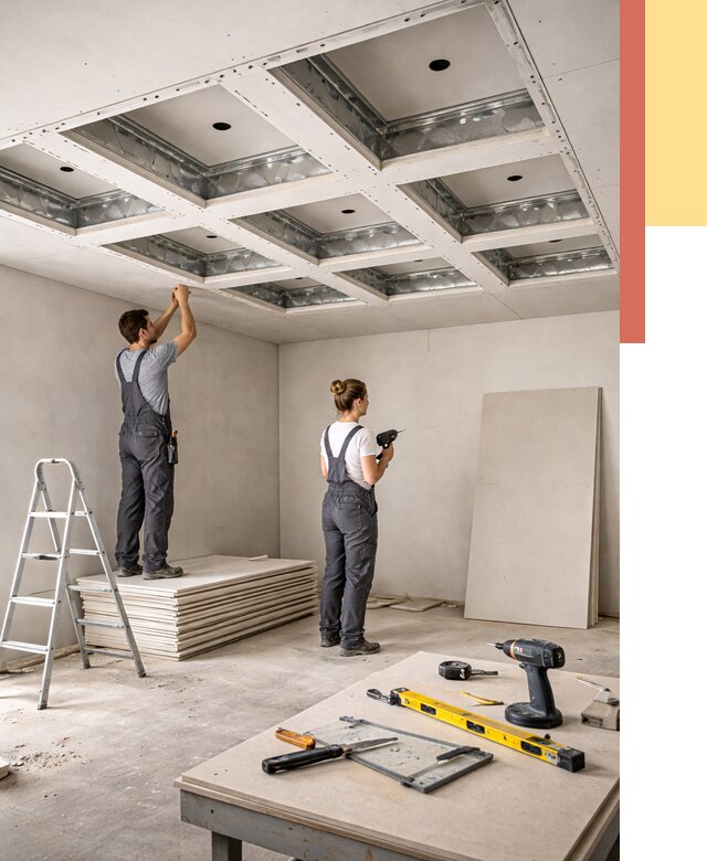 Кессонный потолок из гипсокартона в Дальнереченске от 1885 руб. — монтаж и под ключ | ОТДЕЛОЧНИК-Длн