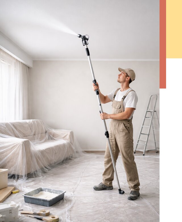 Покраска потолка краскопультом в Дальнереченске от 4586 руб. быстро и недорого | ОТДЕЛОЧНИК-Длн