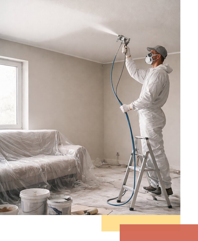 Покраска потолка краскопультом в Дальнереченске быстро и качественно