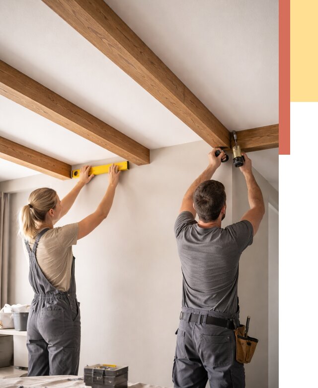 Монтаж декоративных балок на потолок в Дальнереченске от 4280 руб. — ОТДЕЛОЧНИК-Длн